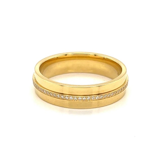 Metal Mid 20th Century Tiffany T Diamond 18k Yellow Gold 5.5mm Wide Band Ring Size 9.5 For Sale - Image 7 of 9