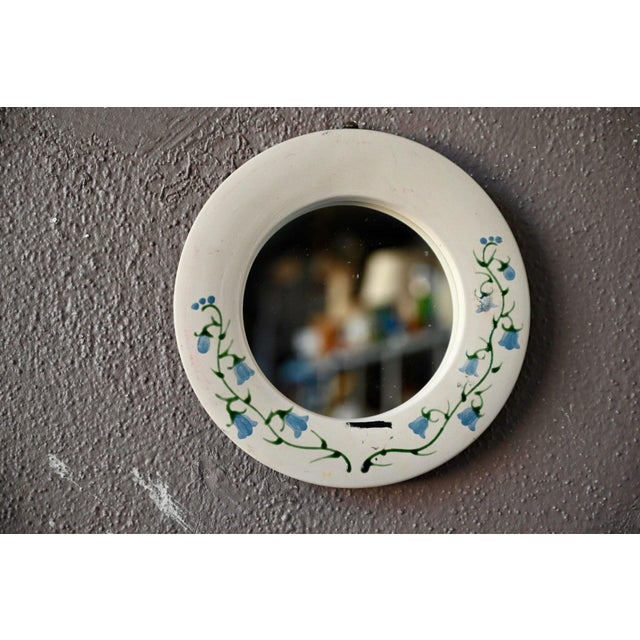 1960s Round Bohemian Ceramic Wall Mirror, 1960s For Sale - Image 5 of 5
