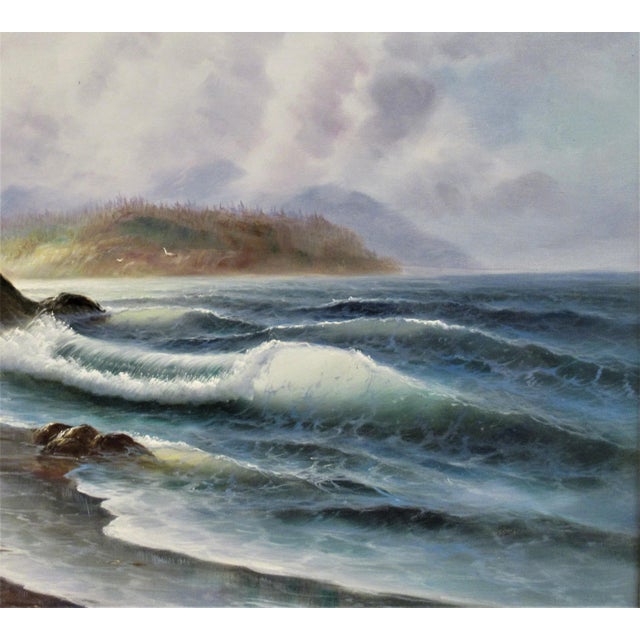 Realism june nelson, Seascape, Circa 1990 For Sale - Image 3 of 8