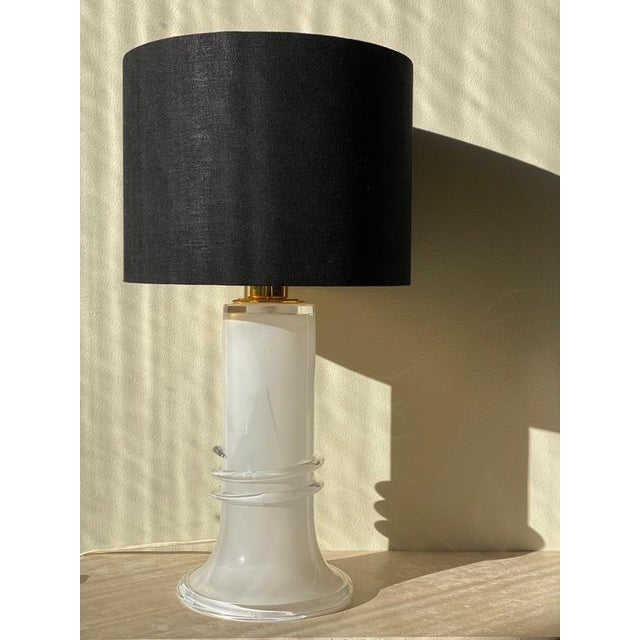 1980s Large White Glass Table Lamp from Atelje Lyktan, 1980s For Sale - Image 5 of 5