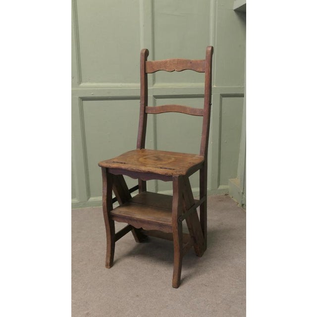 French Metamorphic Step Chair and Rustic Ladder Steps For Sale - Image 4 of 7