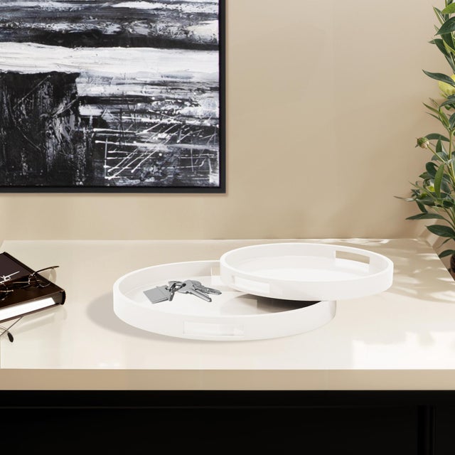 Saint Tropez Round Tray Set of 2 - Chalk For Sale - Image 10 of 10
