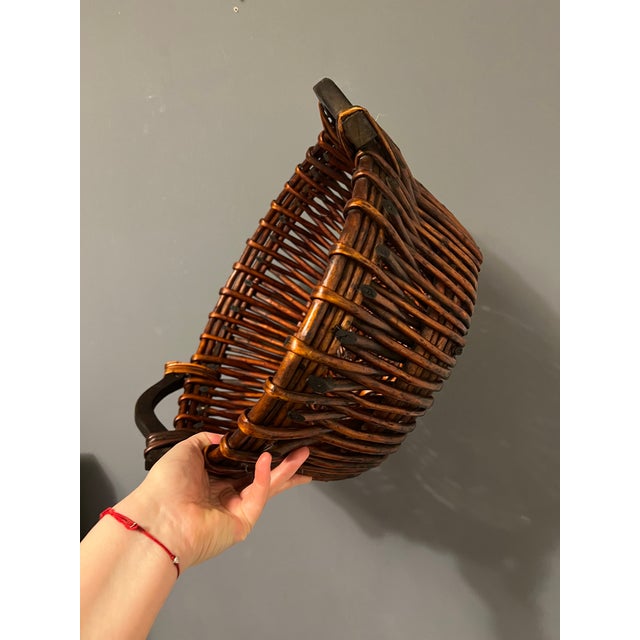 1940s Antique Wicket Basket For Sale - Image 5 of 12