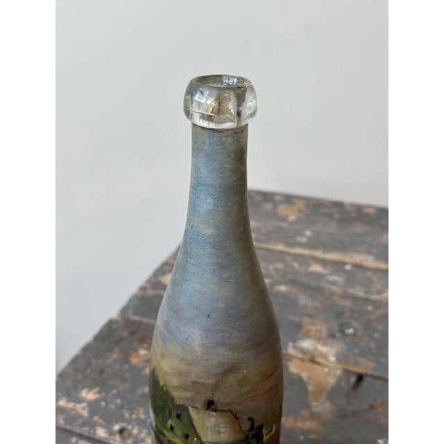 Sky Blue Antique Hand-Painted Scenic Countryside Cork Bottle, Circa Early 20th Century For Sale - Image 8 of 15