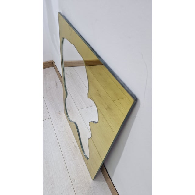 Mid-Century Modern Mirror with Shaped Yellow Decoration, 1990s For Sale - Image 3 of 7