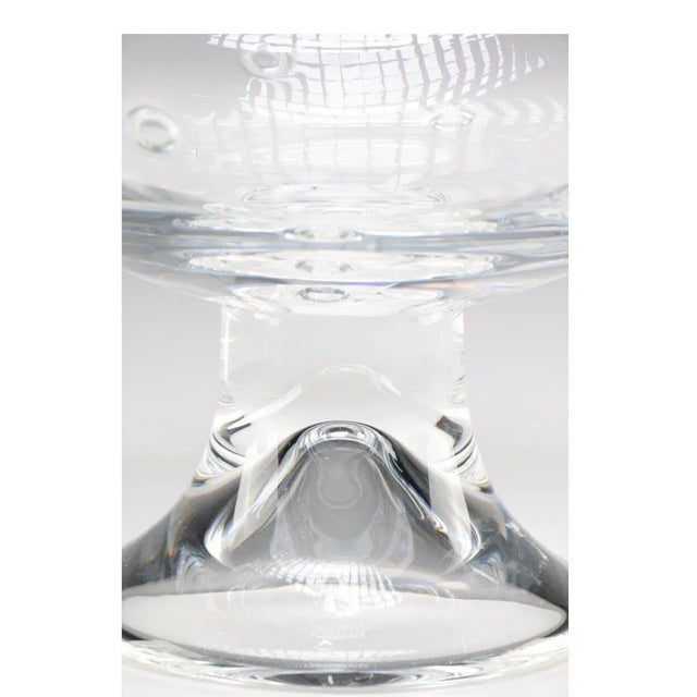 Modern Vintage Steuben Joel Smith Design Art Glass 'Bubble Bowl 1999-Signed Etched Crystal For Sale - Image 3 of 5