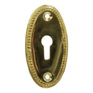 Late 20th Century Solid Brass Oval Beaded Door Keyhole Cover