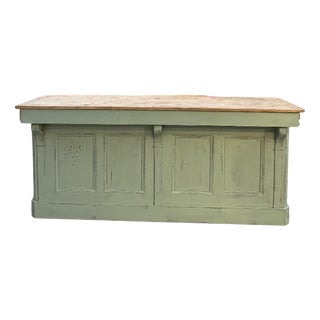 Early 20th Century Green Wooden Counter For Sale