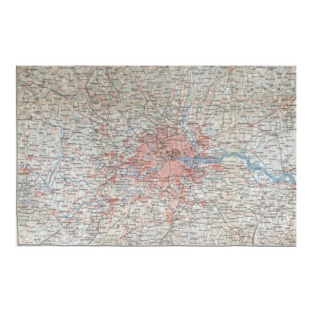 1911 Antique Map of London For Sale