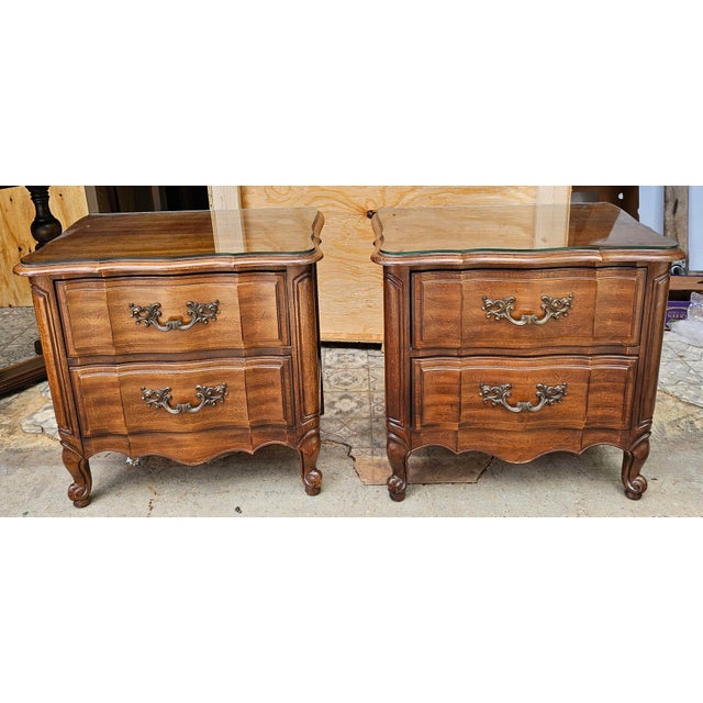 Thomasville 1960s Thomasville Provincial Style Fruitwood Bedside Chest For Sale - Image 4 of 11