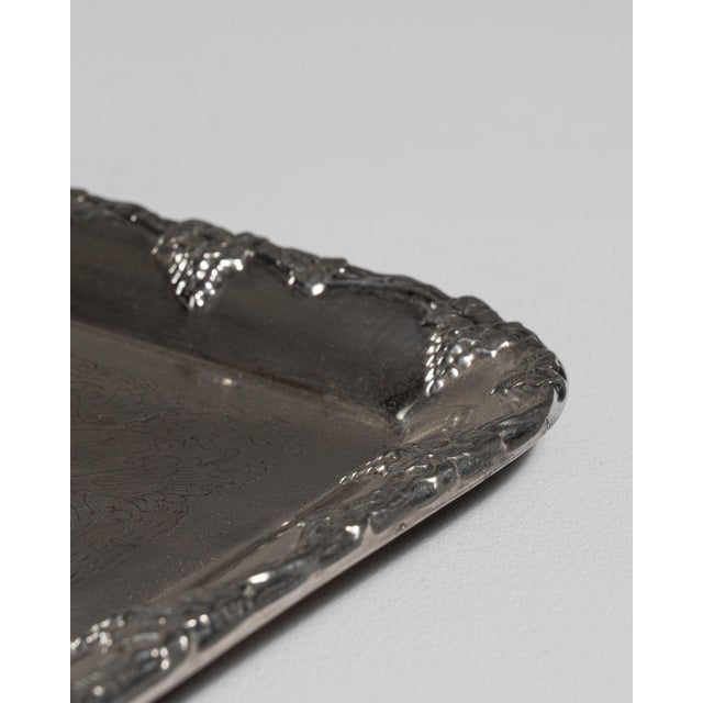 Gray Early 20th Century France Baroque Gray Metal Tray For Sale - Image 8 of 15