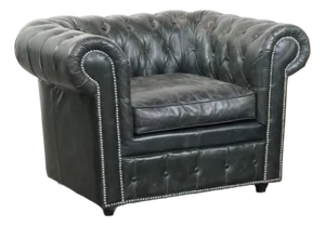 Chesterfield Club Chair in Grained Cowhide