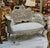 Rococo French Rococo-Style Settee – Pastel Blue & Floral Upholstery With Ornate Gold Leaf Frame For Sale - Image 3 of 3