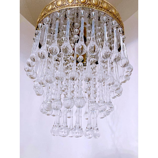 1950s Vintage 1950s Italian Brass Upside Down Layered Cake Chandelier For Sale - Image 5 of 7