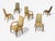 Grosfeld House, Mid-Century Modern, Six Dining Chairs, Walnut, Fabric, USA, 1970s Set of six modernist high back walnut...