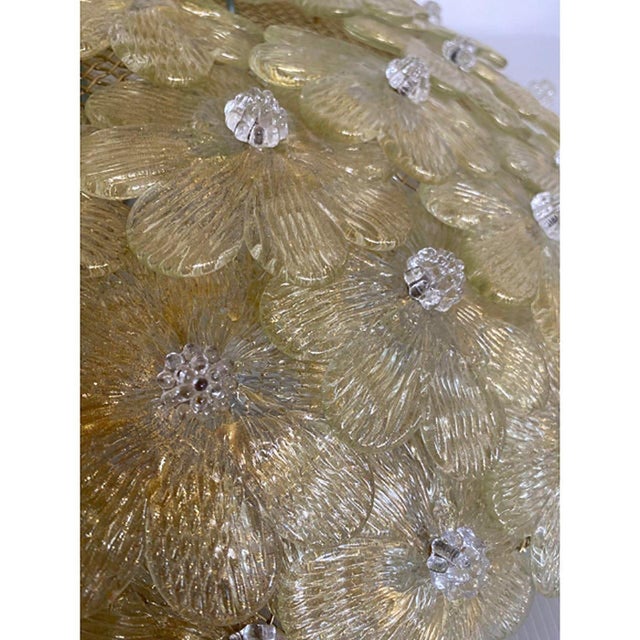Contemporary Italian Gold Flower Murano Glass Ceiling Light by Simoeng For Sale - Image 3 of 9