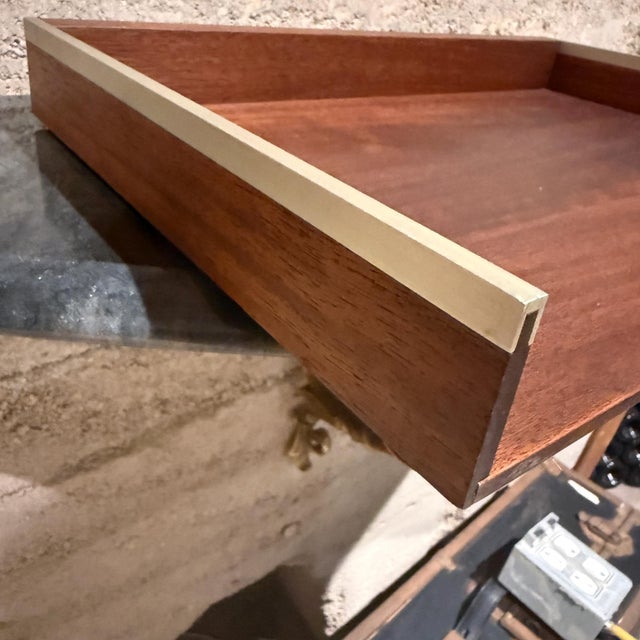 Knoll Mid-Century Modern Walnut & Aluminum Letter Tray Desk Accessory Qualiton For Sale - Image 4 of 14