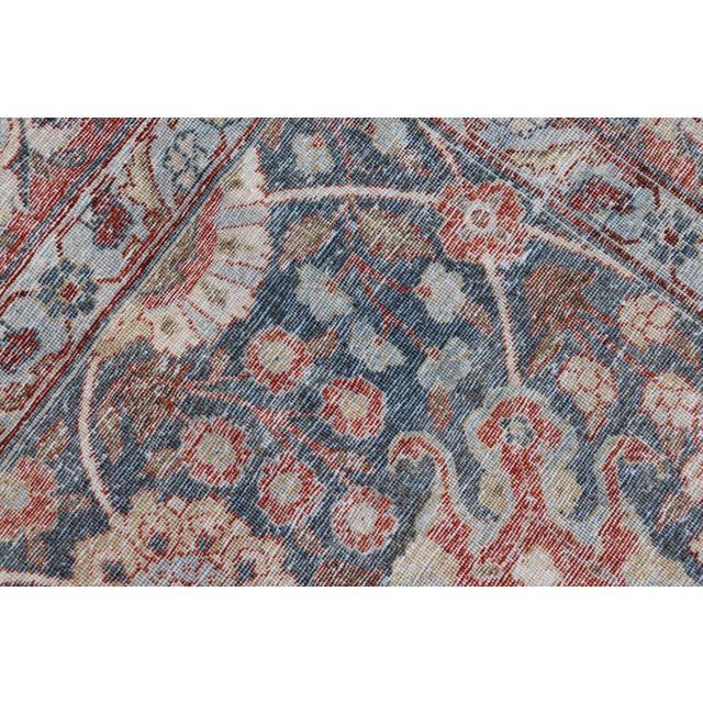 Antique Tabriz With All-Over Floral Sub-Geometric Design in Charcoal and Red 8'0 X 11'6 For Sale - Image 15 of 16