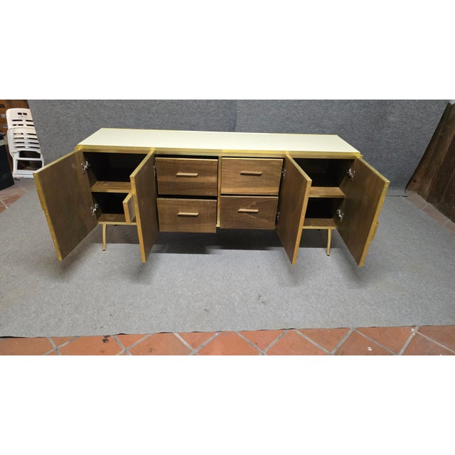Gold Italian Four-Door Sideboard with Ivory Glass and Wood Accents from Justfurnituress SRL For Sale - Image 8 of 14