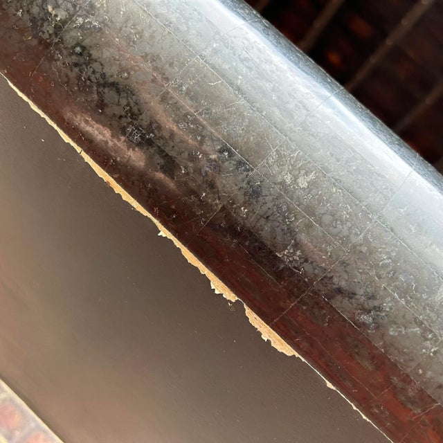 Stone Post Modern Tessellated Marble Console Table With Glass Legs For Sale - Image 7 of 12