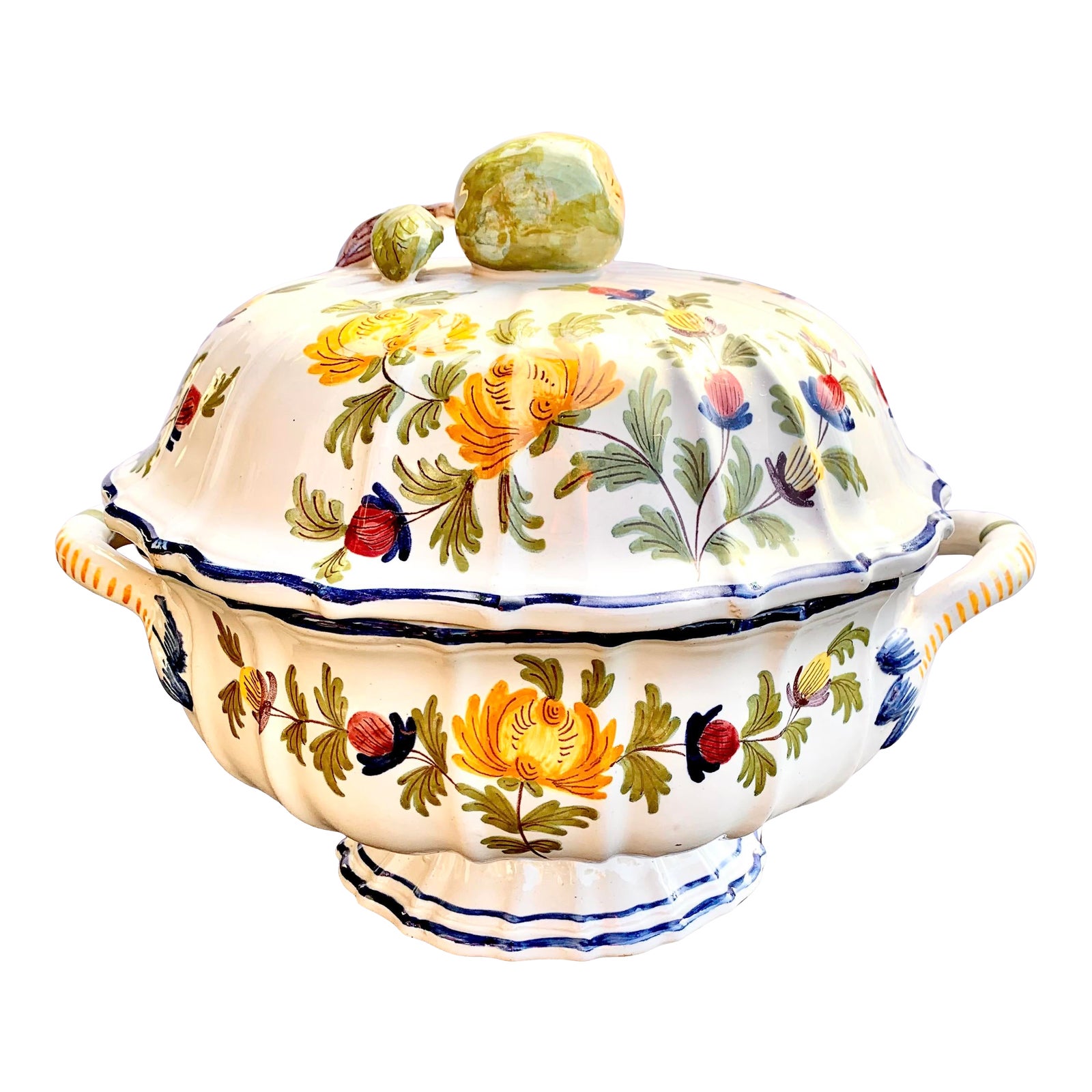 Antique French Faience Covered Serving Bowl Chairish