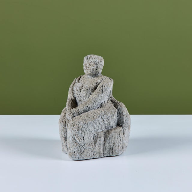 Pumice stone sculpture of a seated woman's figure, 'Venus' Dimensions 6" width x 5.5" depth x 8.5" height. Condition Good...