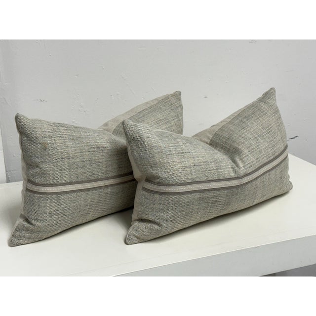 Design Plus Gallery presents a pair of Draper Slate Lumbar Pillows from the Thom Filicia Home Collection. The pillows are...