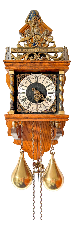Mid-Century Dutch Baroque Revival Wall Clock with Atlas Pediment from Warmink Zaanse, 1950s