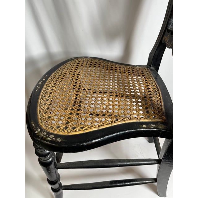 Early 20th Century Desk Vanity Chair in Black Lacquer Chairish