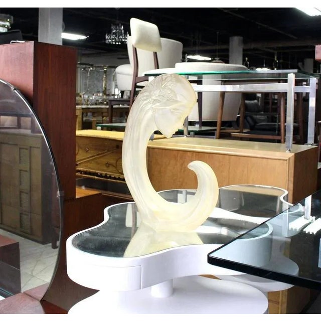 Cream Carved Lucite Sculpture of a Woman's Face For Sale - Image 8 of 9