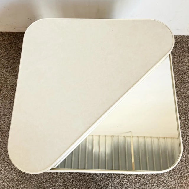 Postmodern Faux Marble Laminate and Mirror Side Table For Sale - Image 4 of 10