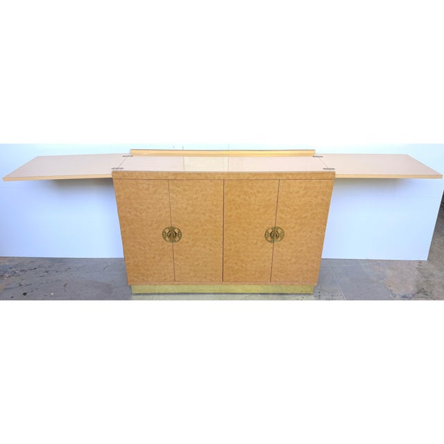 1970s Embossed Leather Ostrich Expandable Dry Bar Cabinet, Style of Springer For Sale - Image 12 of 17