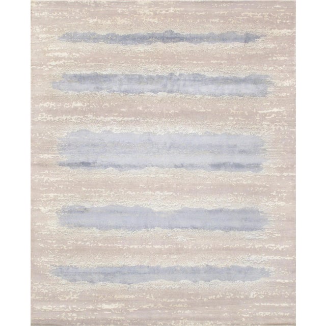 Textile Pasargad Home Modern Hand-Knotted Silk & Wool Area Rug, 8' 1" X 9'11" For Sale - Image 7 of 7