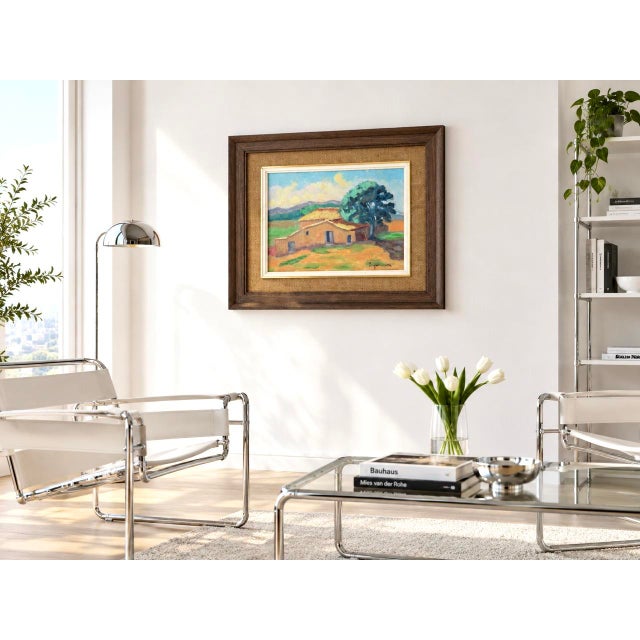 Espinosa, House in the Countryside, 1980s, Oil on Canvas For Sale - Image 8 of 9