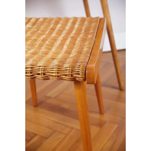 Mid-Century Ash and Wickerwork Side Table and Stool from Uluv, 1960s, Set of 2 For Sale - Image 13 of 18