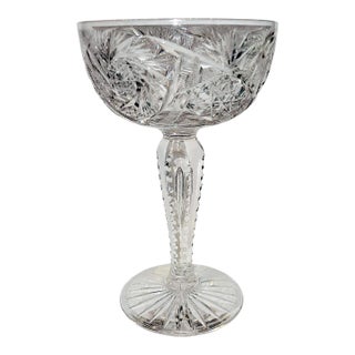1900s American Brilliant Cut Crystal Compote Dish For Sale