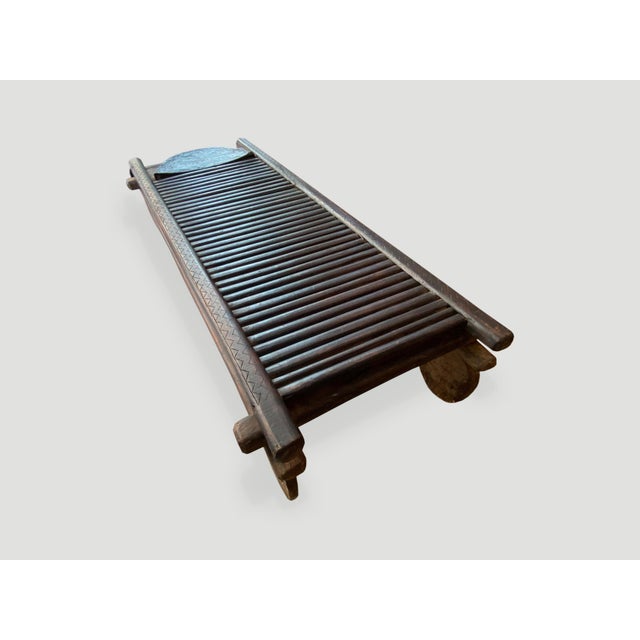 Vintage Wooden African Wabi Sabi Bench or Coffee Table For Sale - Image 9 of 18
