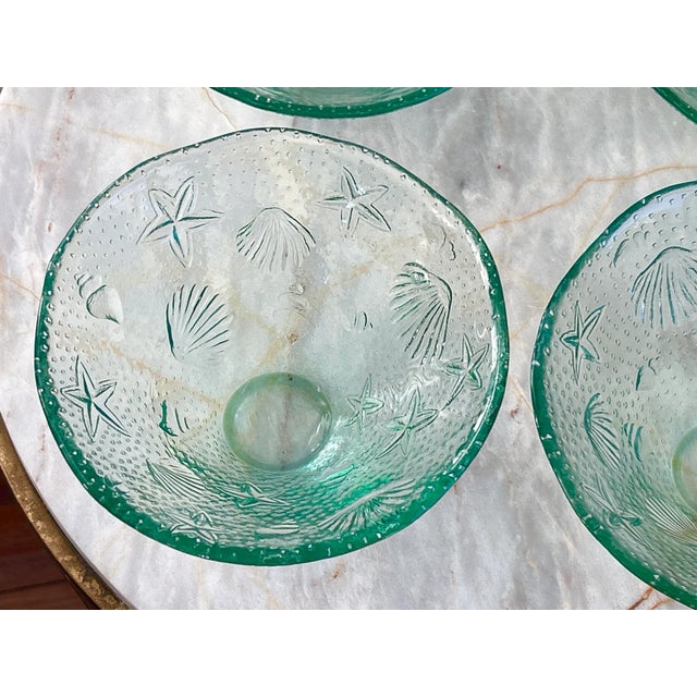 Glass Spanish Starfish Embossed Green Glass Bowls - Set of 5 For Sale - Image 7 of 9