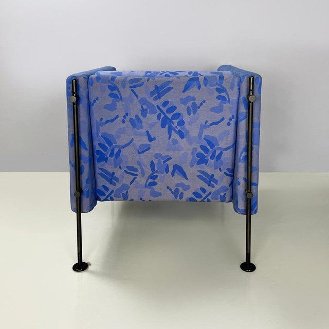 1980s Italian Modern Blue Fabric Felix Armchair attributed to Burkhard Vogtherr for Arflex, 1980s For Sale - Image 5 of 16