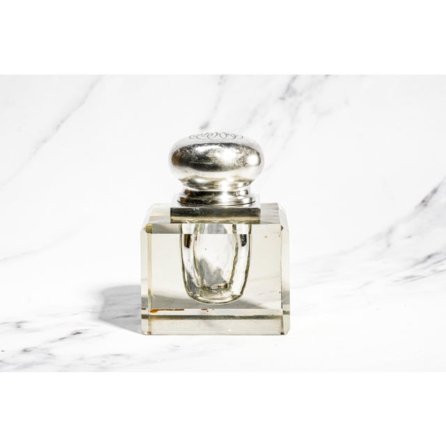 Magnificent Large Gilded Age Antique Black Starr & Frost Crystal Sterling Silver Desk Paperweight Inkwell Home Office Decor For Sale - Image 9 of 18