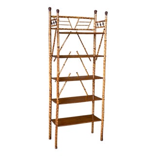Antique 19th Century Aesthetic Victorian Scorched Bamboo Étagère For Sale