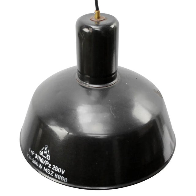 Factory hanging light black enamel, white interior E27 / E26 Up to 250V (Europe/UK Standard).The wiring of this item may...