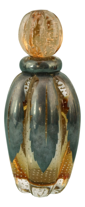 Vintage Art Deco Bottle in Murano Pulegoso Glass by Flavio Poli, 1920s