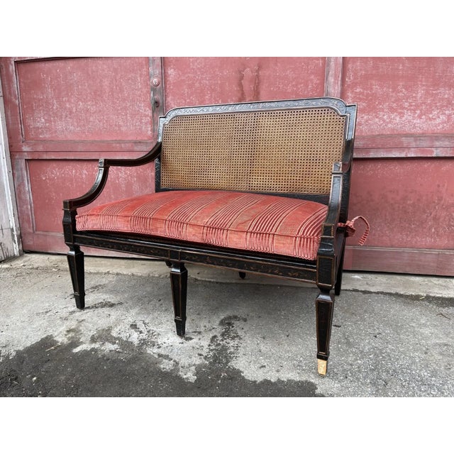 Baker Furniture Company Vintage Baker Furniture Milling Road Sheraton Style Cane Settee/Bench For Sale - Image 4 of 7
