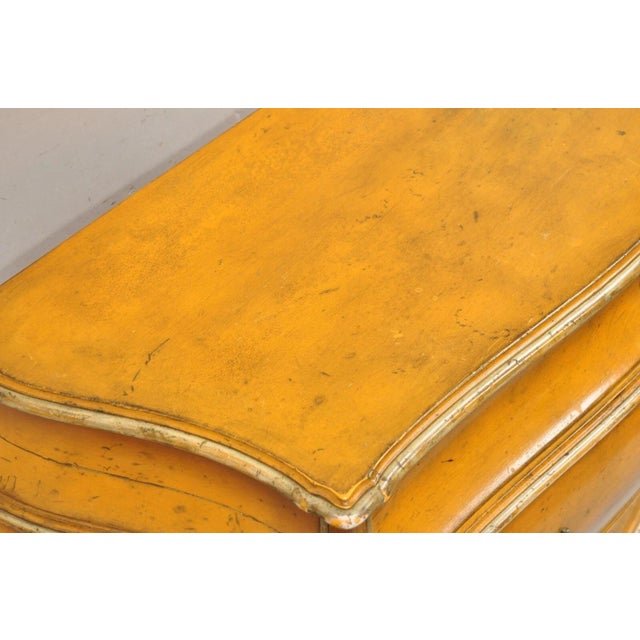 Antique Italian Rococo Louis XV Orange Painted Bombe Commode Chest of Drawers For Sale - Image 13 of 16