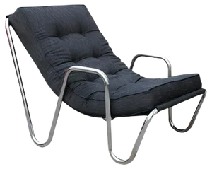 Minimalist Chrome Plated Tubular Metal and Black Fabric Lounge Chair, 1970s