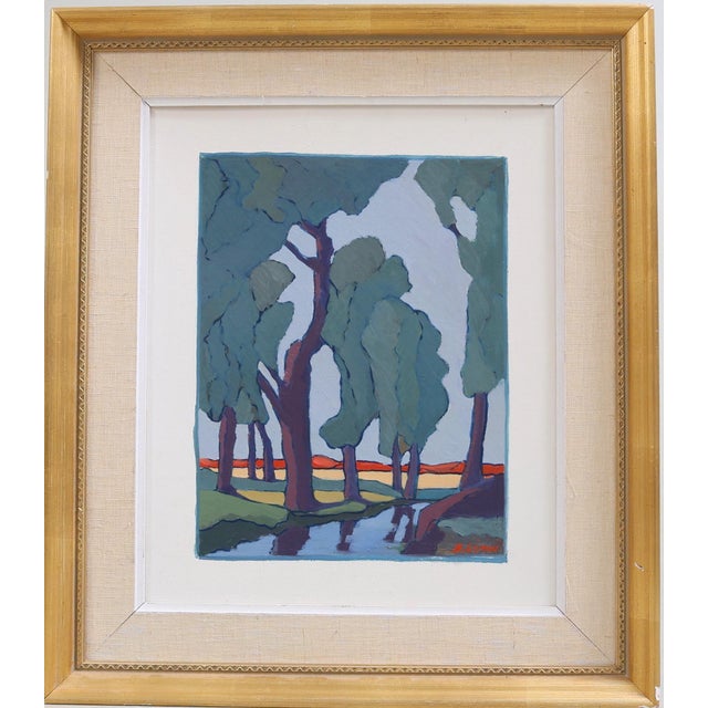 Josef Emil B Lemon, Landscape with Trees, 1960s, Oil on Panel, Framed For Sale - Image 17 of 18
