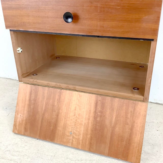 Mid-Century Modern Late 20th Century Nightstand With Drop-Front Cabinet and Drawer For Sale - Image 3 of 12