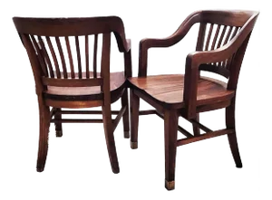Antique Wooden Jury Chairs Utah State Legislature - Set of 2 Tagged & Numbered