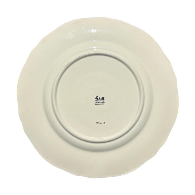 1940s American Steubenville Pottery Co. #2046 Yellow Dinner Plates - Set of 8 For Sale - Image 4 of 7